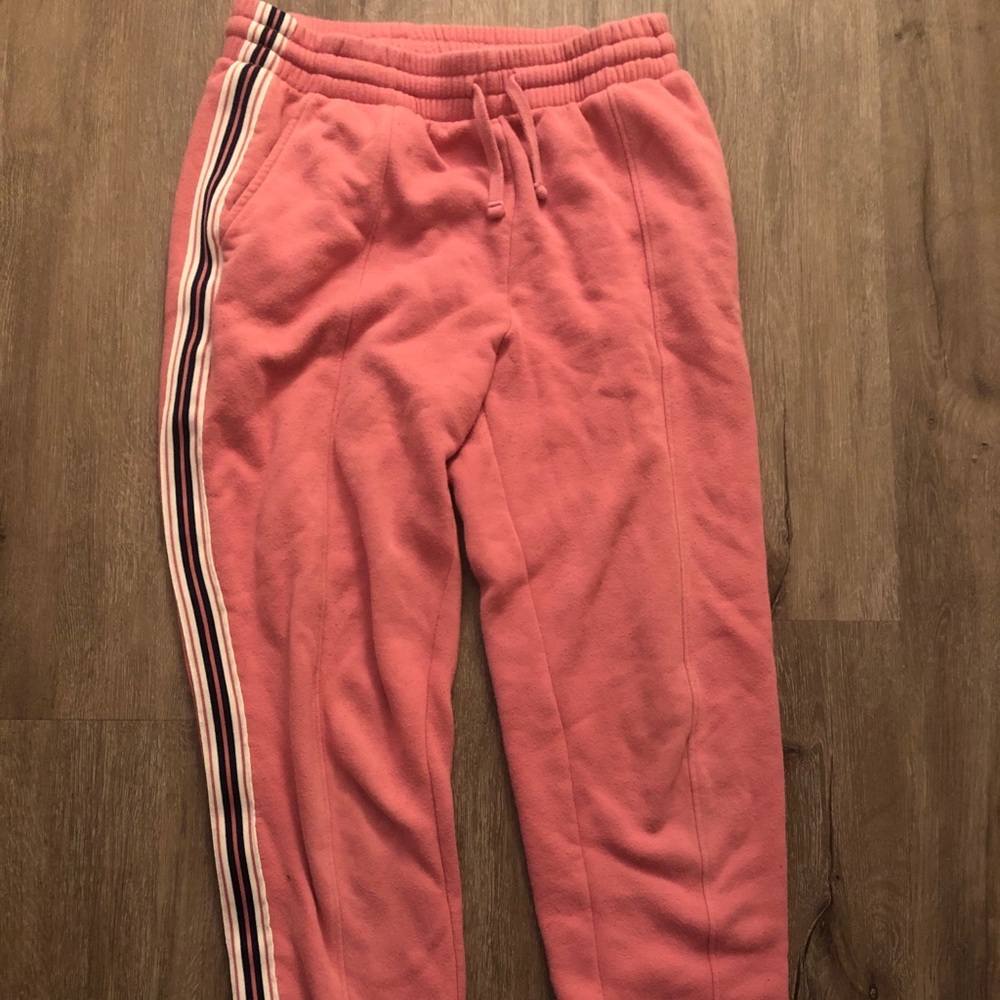 Aritzia pink sweatpants racer stripe